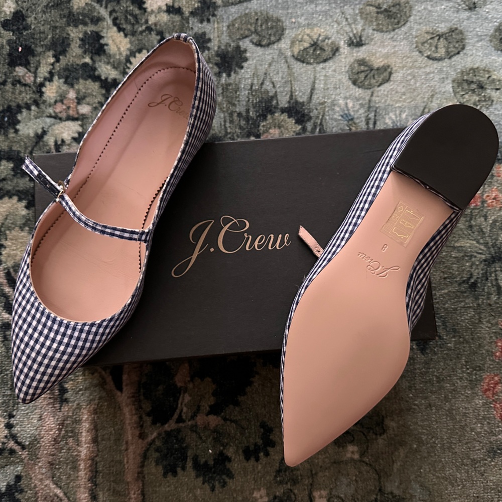 NWB J. Crew point to MaryJane flat gingham.